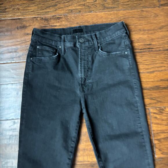 Mother Insider Crop Step Fray Jeans in Not Guilty Sz 28 Black - Picture 3 of 13